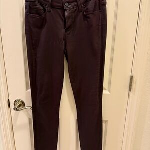 Paige Dark Burgundy Skinny Jeans with a leather feel size 30